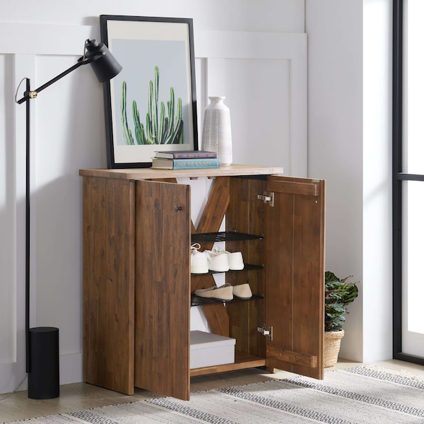 Alaterre Furniture Bethel Acacia Wood 31"W Shoe Cubbie Cabinet ANTR1530 - main